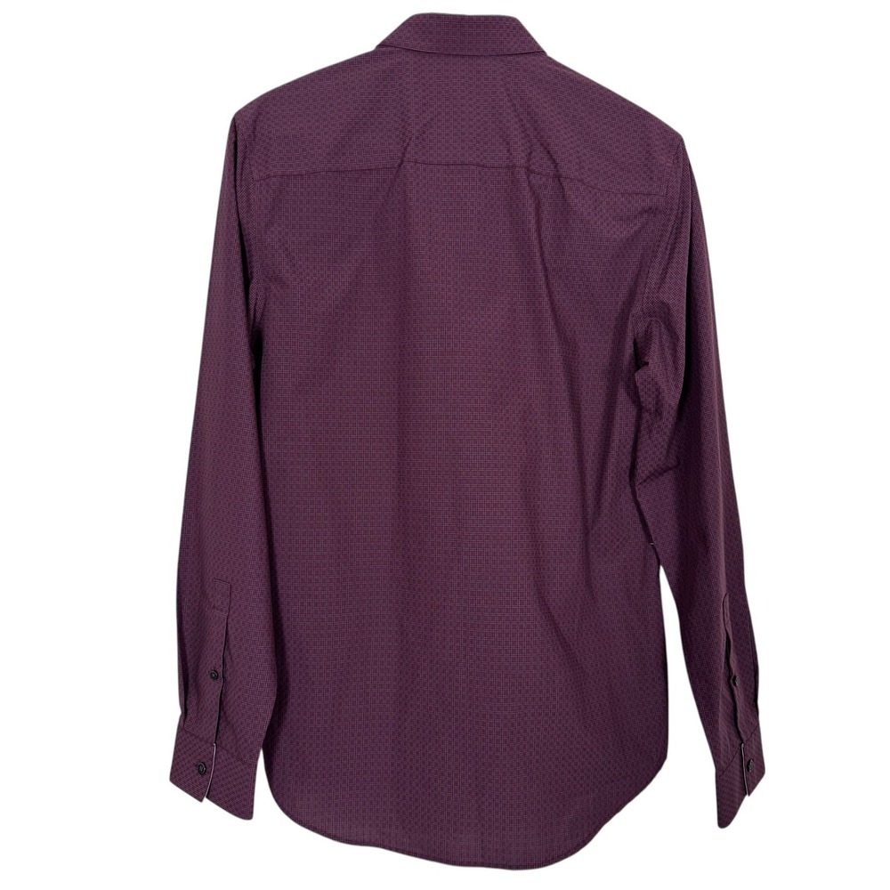 Calvin Klein Mens Burgundy Geometric Print Infinite Cool Non Iron Dress Shirt S - Picture 3 of 7